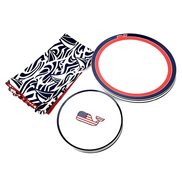 Vineyard Vines "Whales Melamine" Plates & Napkin Set 4 Piece Target Exclusive - Picture 1 of 9